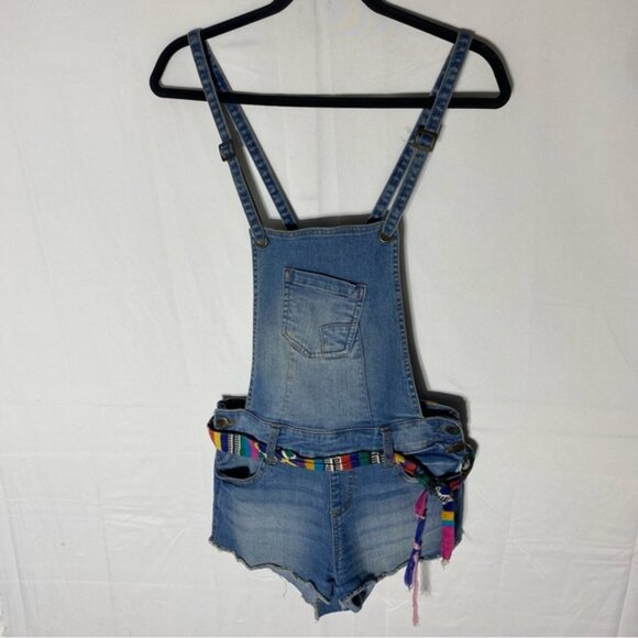 Ardene Light Wash Denim Short Overalls 9 - Picture 1 of 14